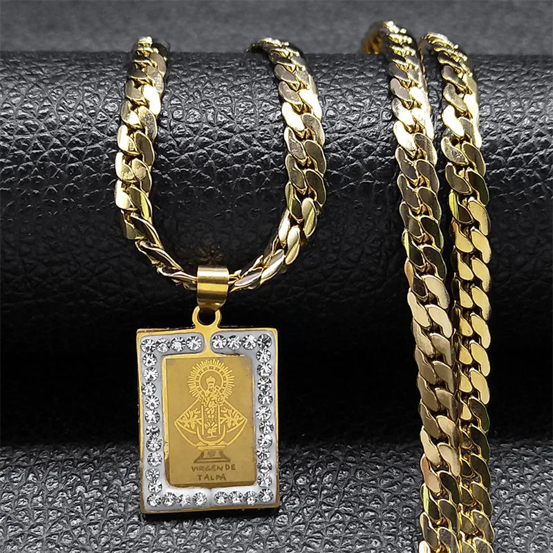 Crystal Lord's Prayer Cross Pendant — SS