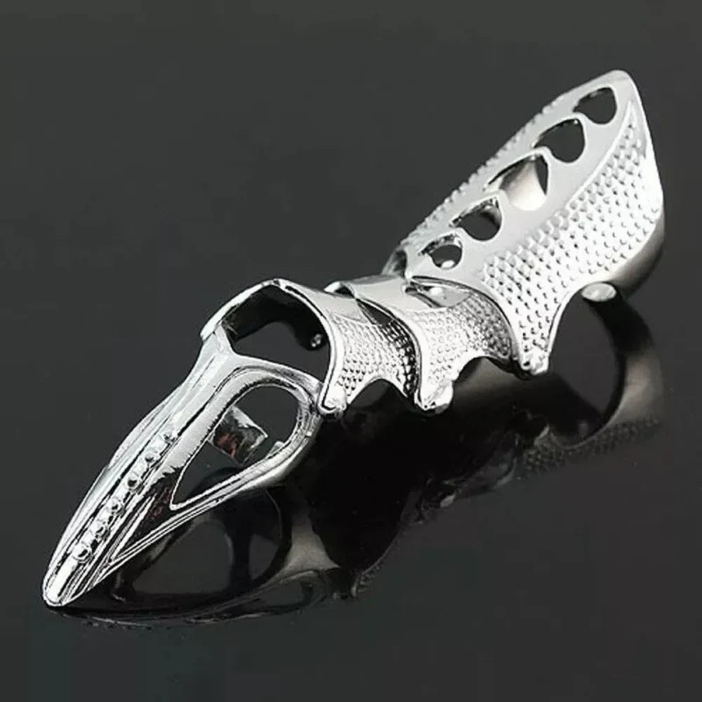 Retro Fashion Hip Hop Punk Ring Rock Scroll Joint Armor Knuckle Metal Full Finger Claw Ring Men and Women Creative Popular Ring