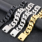 Classic 24MM Width Curb Cuban Link Chain Men Bracelet for Man Matte Brushed Stainless Steel Men's Bracelets Massive