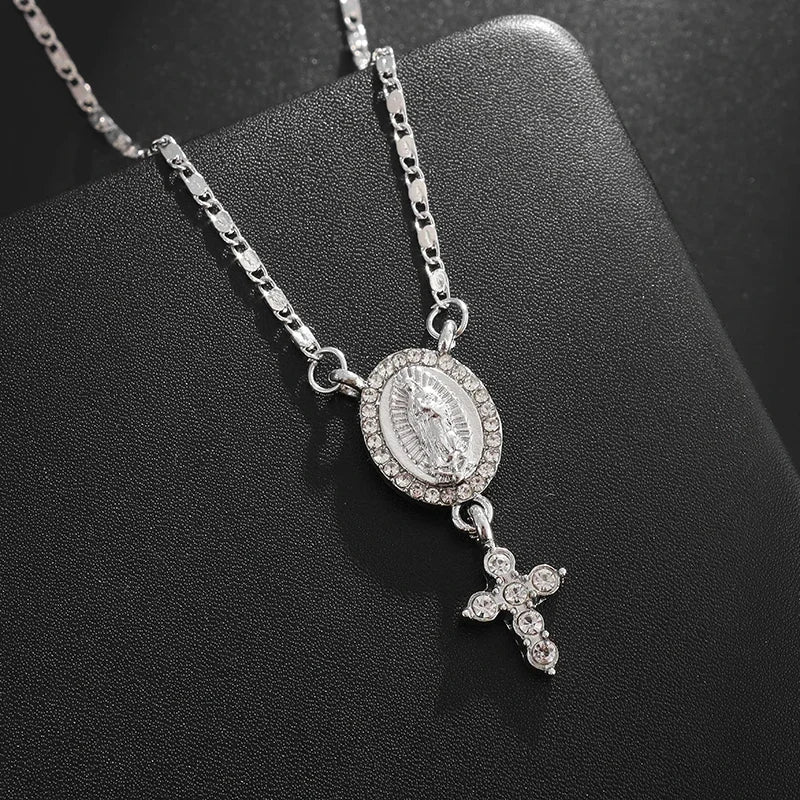 Stainless Steel Christian Virgin Mary Pendant Our Lady of Guadalupe Necklace Women's Religious Lucky Amulet Jewelry Gift