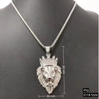 Iced Out Crown Lion King Pendant — Two-Tone