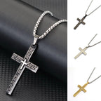 Classic Stainless Steel Cross Necklace For Men 24 Inches Long Pendant Collar Hiphop Rock Outdoor Cool Riding Neck Accessories