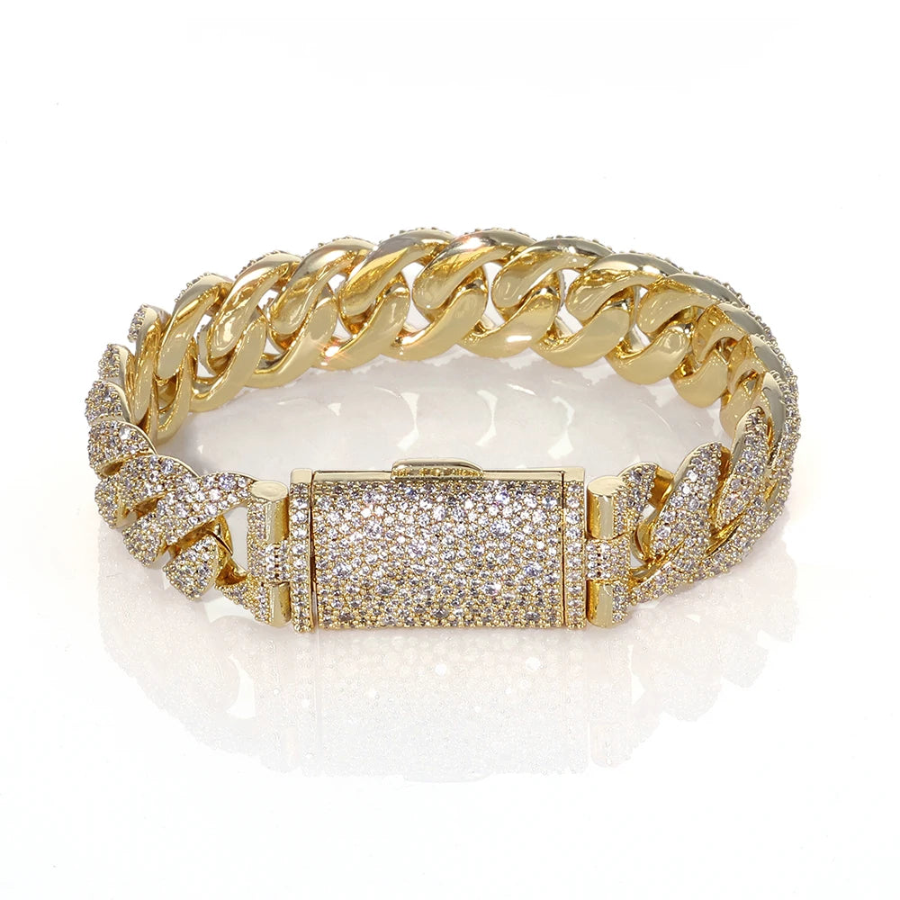 Iced Out Cuban Bracelet Stainless Steel 14MM