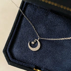 Fresh Star Moon Pendant Necklace for Women Sparkling Elegant Dainty Neck Accessory Charms Gentle Wedding Party Jewelry