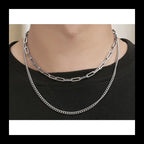 Double Layer Stacked Necklace — Stainless