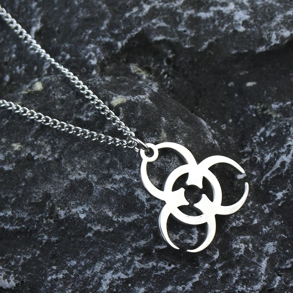 Necklace Trendy Men And Women INS Street Punk Hip-Hop JewelryNew Stainless Steel Biochemical Logo Pendant