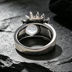 Sun Star Moon Cabochon Ring — Silver-Tone Bohemian