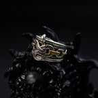 Retro Chained Snake Adjustable Open Ring For Men Silver-plated Copper Gothic Punk Edgy Indie Jewelry Niche Accessories