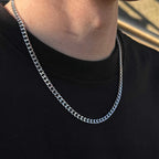 Hip-hop Trendy Sliver Color Stainless Steel Long Cuban Chain Necklace for Women Men Couple Does Not Fade Collar Chain Jewelry