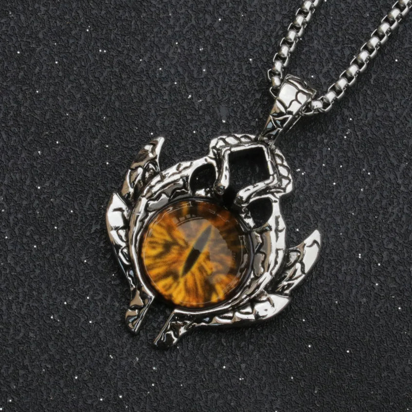 Stainless Steel Evil Eye Skull Pendant Necklace