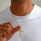 Luxury 24K 9999 Pure Gold real gold Men's and Women's Cross Pendant Necklace Spiral Cross