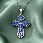 Dawapara Eastern Orthodox Serbian Cross Pendant Necklace Stainless Steel Jewelry Talisman Charm Necklaces