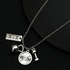 Dumbbell Barbell Letter Pendant — Stainless Steel