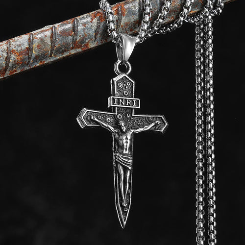 Cross INRI Jesus Pendant Necklace Stainless Steel