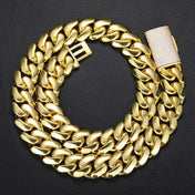 Iced Out Gold Cuban Chain Necklace — Full CZ
