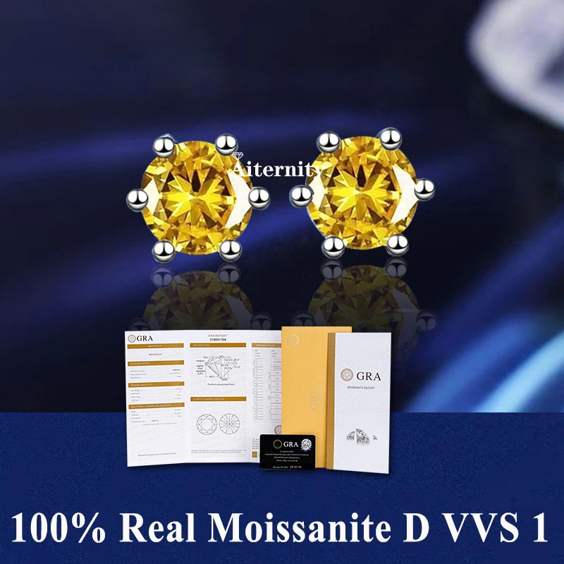 Moissanite Studs Earrings Pass Diamond tester Pen For Men Women 18K Platinum Plated Bride Wedding Gemstone 925 Silver Earrings