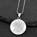 Gold Pendant Saint Michael Protect Archangel Round