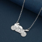 Classic Biker Motorcycle Pendant Necklace — Two-Tone