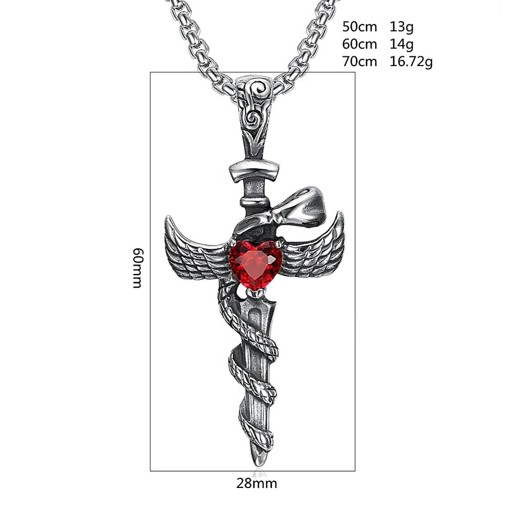 Sword Cross Stainless Steel Pendant Necklace