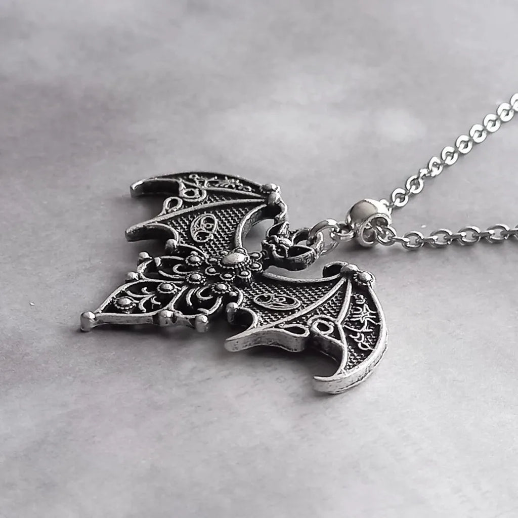 Vampire Bat Charm Choker Necklace — Stainless Steel