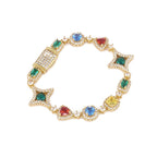 Star Tennis Bracelet Iced Out Colorful CZ