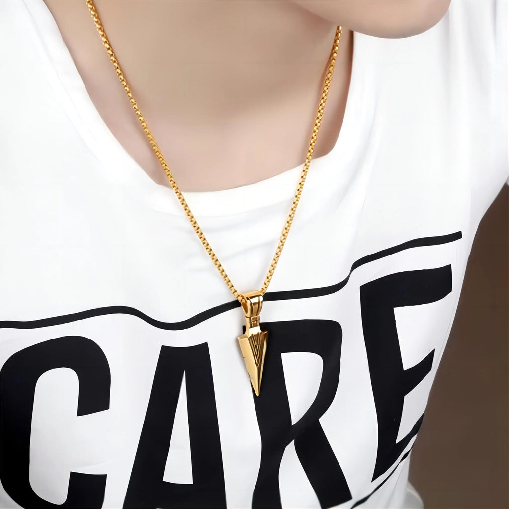 ZAKOL Hiphop Brazil Spearhead Arrows Stainless Steel Pendant Necklaces For Men Boys Cuba Metal Clavicle Chain Choker Jewelry