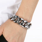 Cool 25/30mm Hip Hop Cuban Link Chain Bracelet Man Vacuum Plated 316l Stainless Steel Men's Bracelets Heavy Duty Street