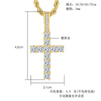 Cross Pendant Rope Chain Necklace Iced Out CZ