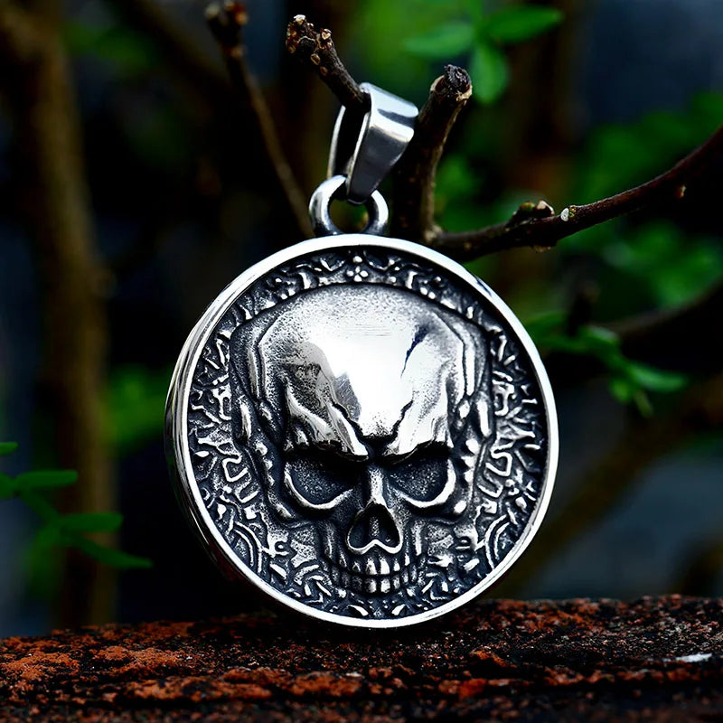 Double-Sided Skeleton Pendant Necklace — Stainless