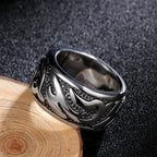Vintage Viking Shield Ring — Stainless Steel