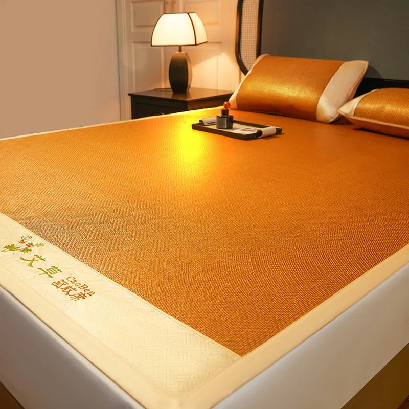 Cool Mat Bamboo Mat Summer Naked Sleeping Student Dormitory Mattress Foldable Ice Silk Mat Dual-Use Double-Sided