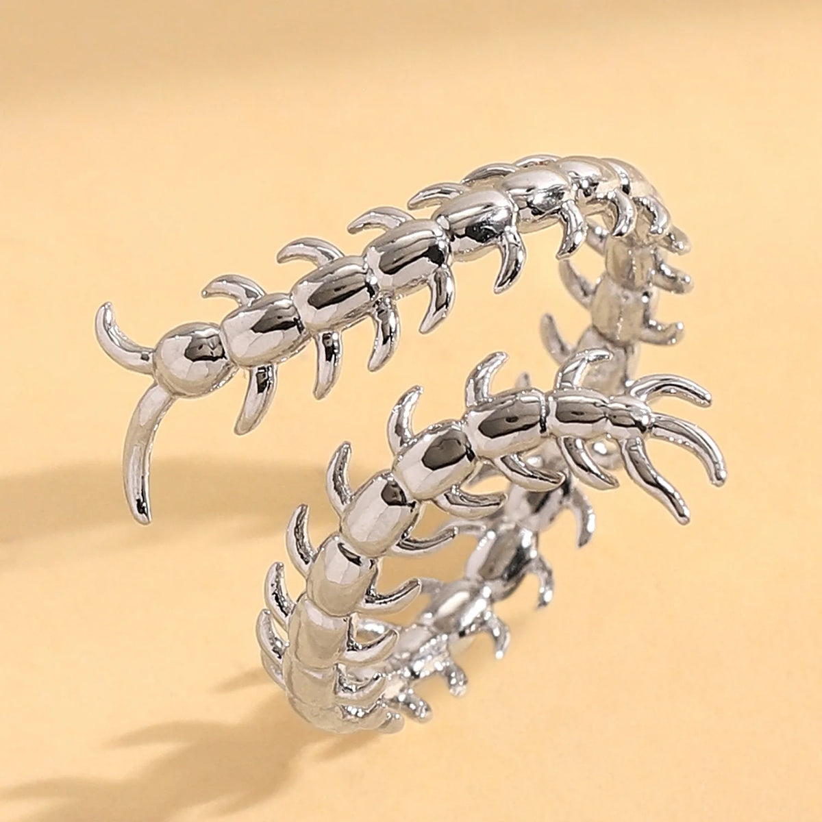 Gothic Centipede Open Ring for Men and Women — Adjustable Band