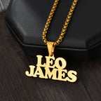 Atoztide 50cm Personalized Custom Names Pendant Necklace Stainless Steel Gold Color Cuban Thick Chain for Men Women Jewelry Gift