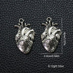 Anatomical Human Heart Pendant Necklace — Silver-Tone Gothic