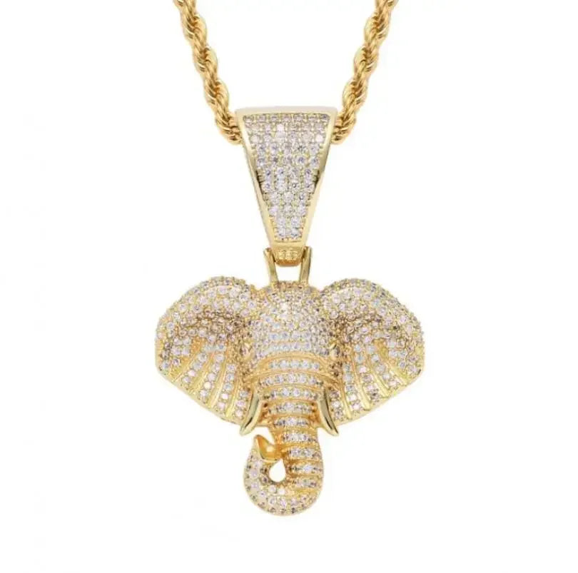 Crystal Pistol Pendant Necklace — Iced Out Two-Tone Street Chain