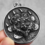 Viking Bear Head Claw Coin Pendant Necklace — Stainless Steel