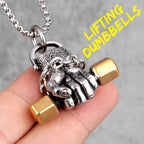Fitness Fist Dumbbell Men Necklaces Pendants Chain Punk for Boyfriend Male Stainless Steel Jewelry Creativity Gift Wholesale
