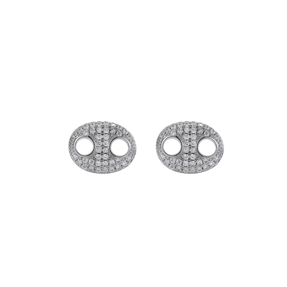 Iced Out Pig Nose Stud Earrings Stainless Steel