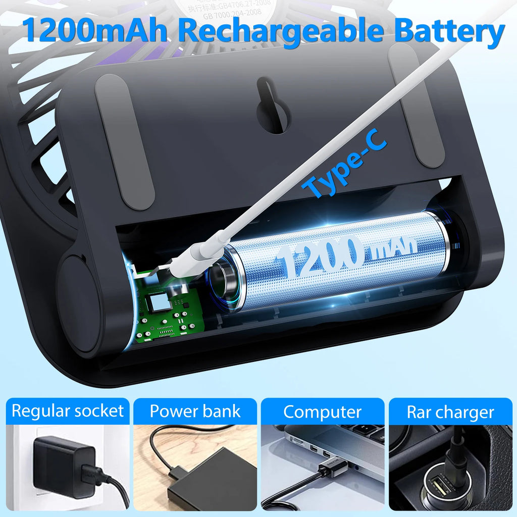 Eary Portable Magnetic Fan With 1200mAh Battery Usb Rechargeable 180 Adjustable 4 Speed Wind Personal Ultra-thin Air