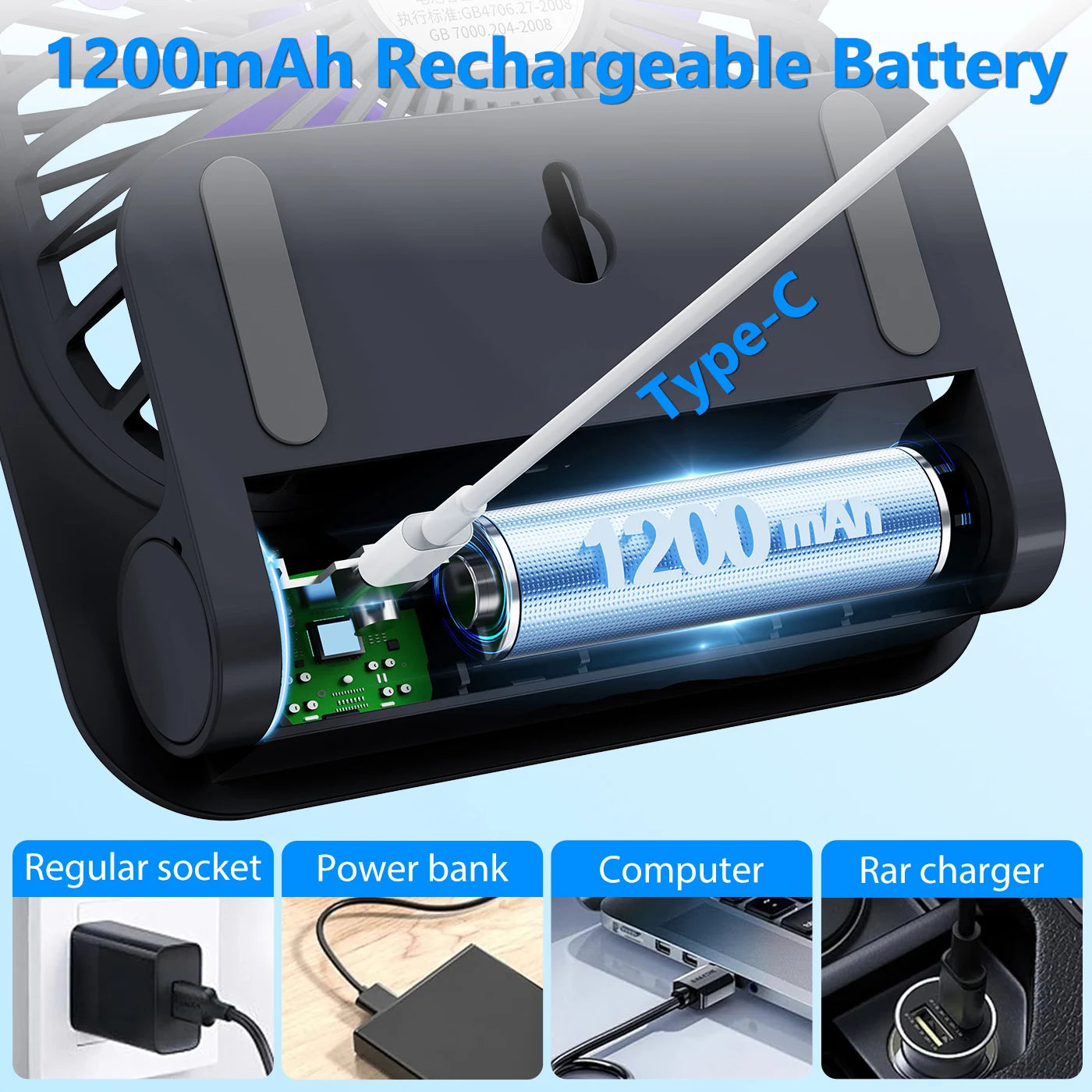 Eary Portable Magnetic Fan With 1200mAh Battery Usb Rechargeable 180 Adjustable 4 Speed Wind Personal Ultra-thin Air