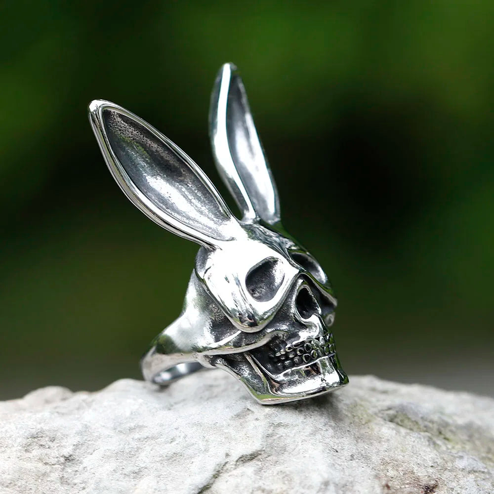 2022 NEW Men's 316L stainless steel rings retro Rabbit Skeleton Gothic ring punk Motorcycl Jewelry Gifts free shipping