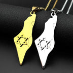 Israel Map Star Of David Pendant Necklace Women Men Stainless Steel Gold Silver Color Geography Country Jewish Chain