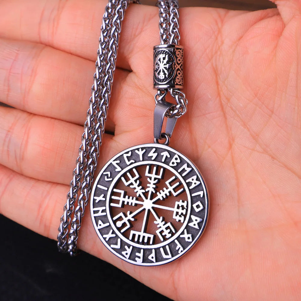 Viking Vegvisir Compass Pendant — Stainless Steel