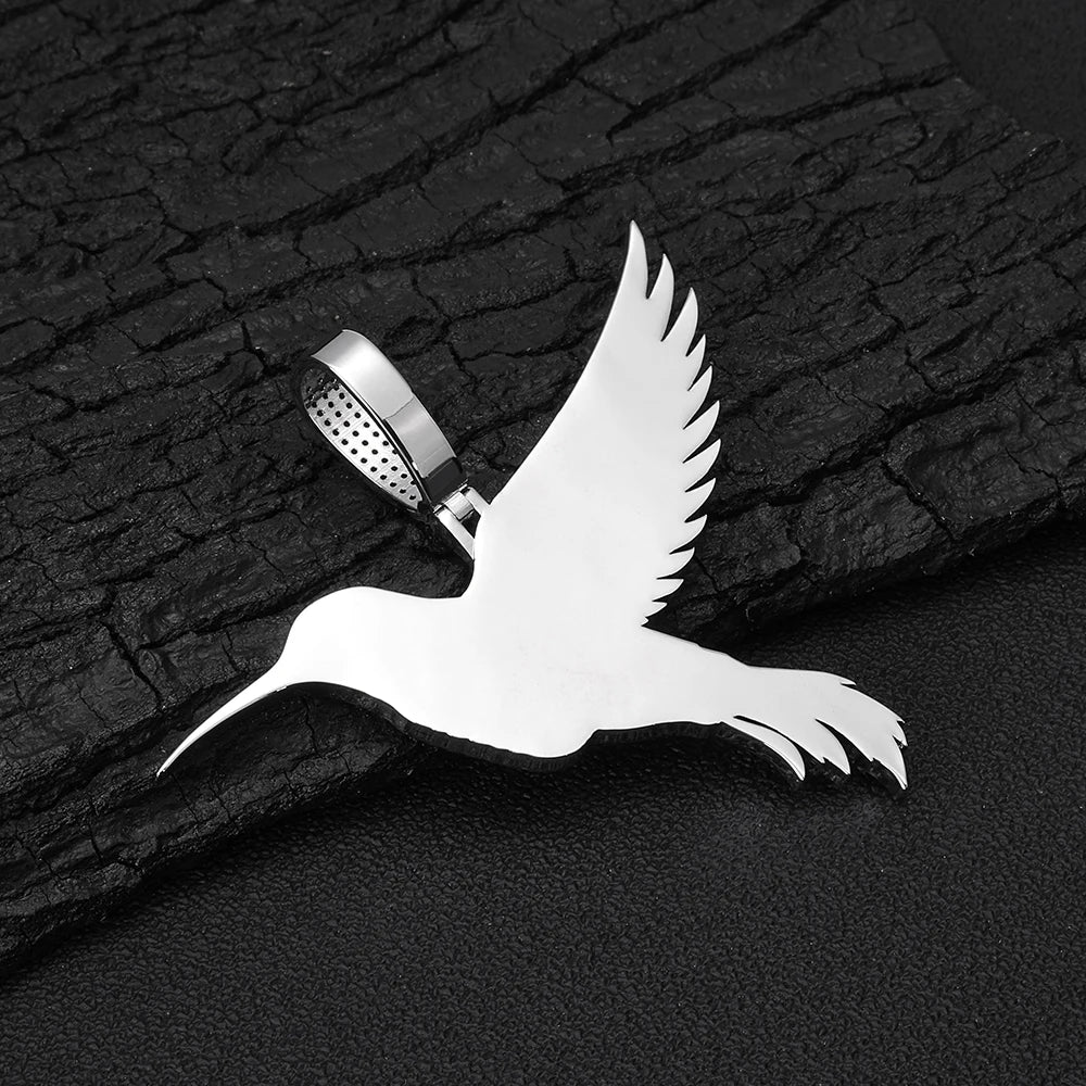 Iced Out Hummingbird Rope Chain Pendant Necklace