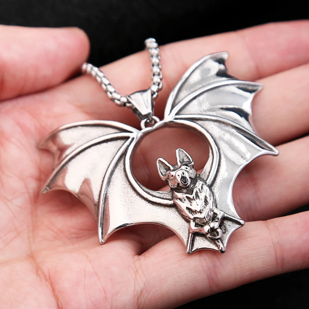 Bat Pendant Necklace — Stainless Steel