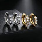 Gold Iced Out Huggie Hoop Earrings Zircon