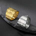Solomon Seal & Saint Medal Amulet Ring — Stainless Steel