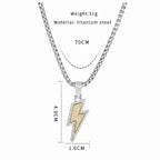 Stainless Steel Lightning Bolt Pendant Necklace Hip-Hop Style Fashionable Jewelry for Women and Men Gift Idea