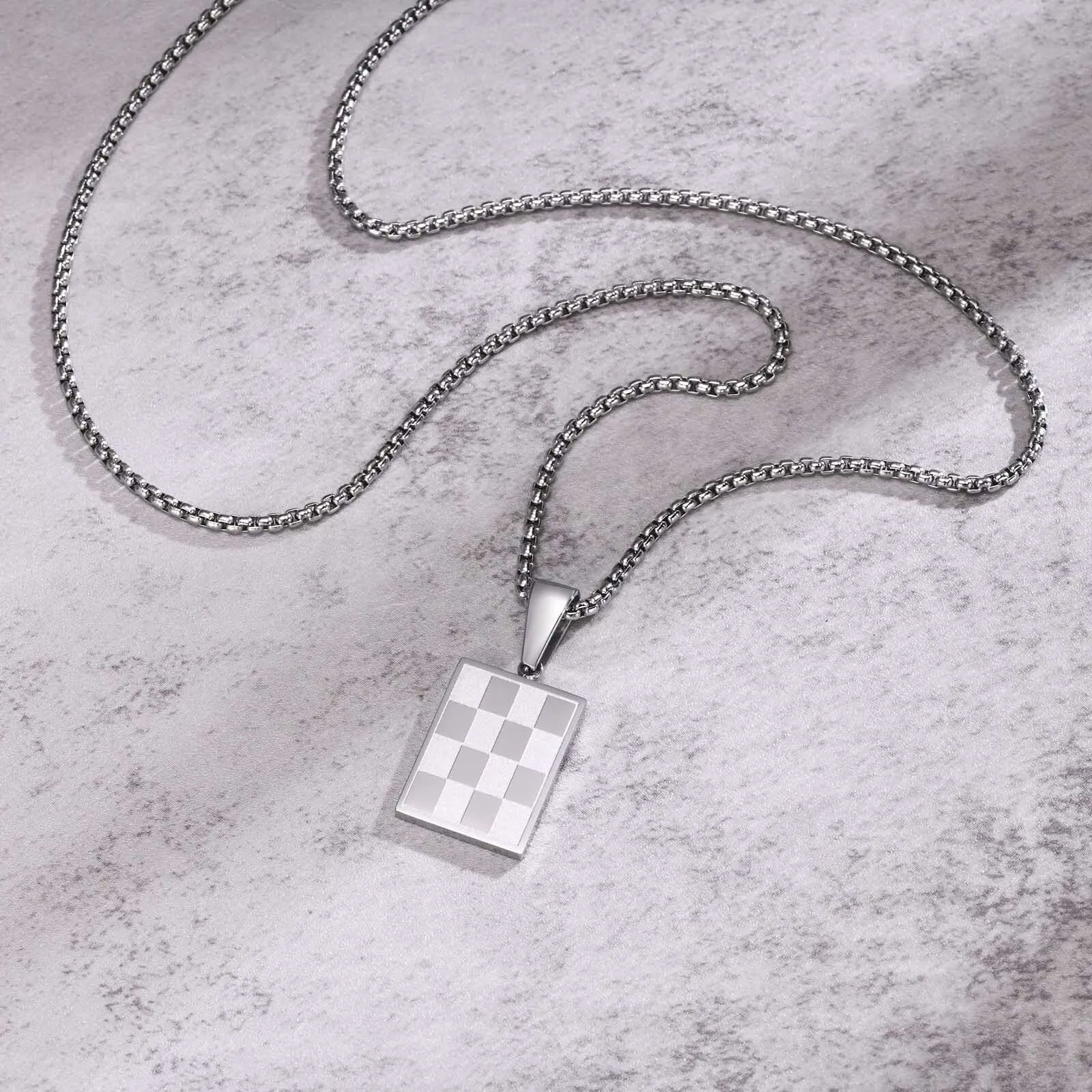 Military Dog Tag Pendant — Black Silver Stainless Steel