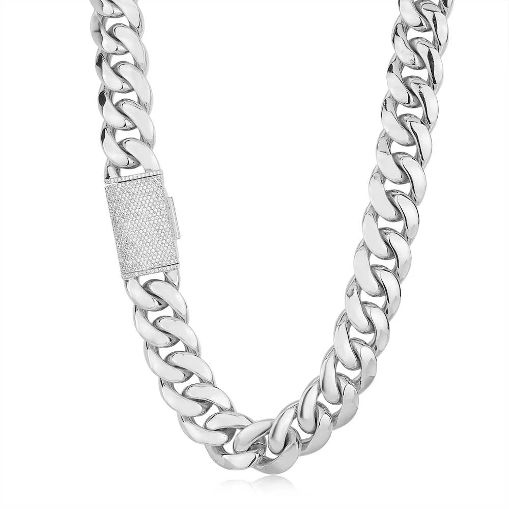 Gold Cuban Chain Necklace Iced Out 18K 12/22MM